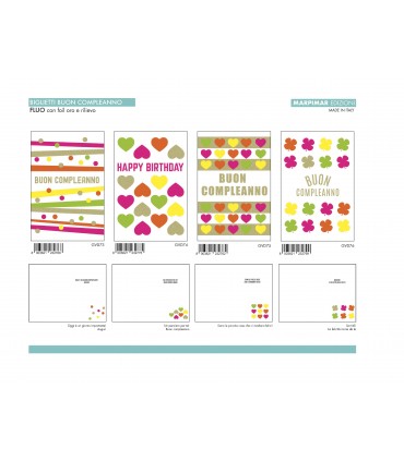 Biglietto Marpimar COMPLEANNO CON FOIL E RILIEVO conf. 12 pz. assortiti