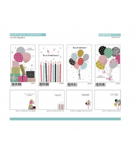 Biglietto Marpimar COMPLEANNO CON FOIL OLOGRAFICO conf. 12 pz. assortiti