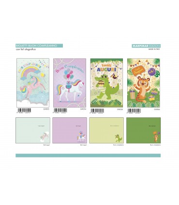 Biglietto Marpimar COMPLEANNO FOIL OLOGRAFICO conf. 12 pz. assortiti