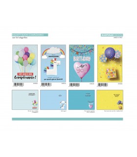 Biglietto Marpimar COMPLEANNO FLUO CON FOIL OLOGRAFICO conf. 12 pz. assortiti