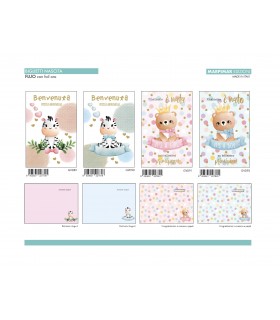 Biglietto Marpimar NASCITA FLUO CON FOIL ORO CONF. 12 PZ. ASSORTITI