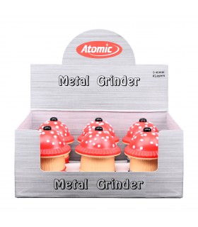 GRINDER ATOMIC MUSHROOM SHAPE IN METALLO DIAM.40MM 4 PARTI ECPO DA 6 PZ. ASSORTITI