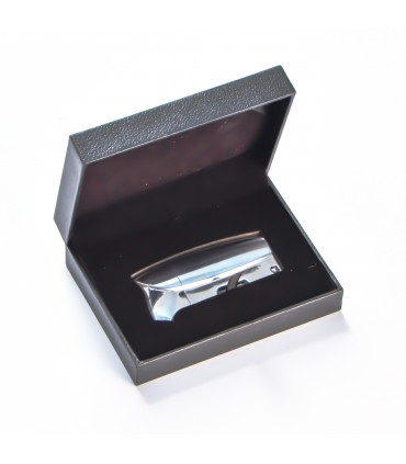 Accendino Elettronico ATOMIC COZY PER SIGARO SOFTFLAME IN METALLO cromato confezionato in scatola da regalo