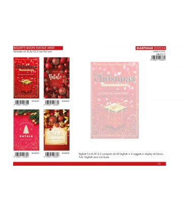 BIGLIETTO MARPIMAR MEDI BUON NATALE CON FOIL ORO CONF.60 PZ. ASSORTITI