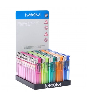 Accendino ELETTRONICO Maxim TRASPARENTE COLORATO CONF. 50 PZ. COLORI ASSORTITI