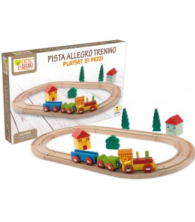 PISTA ALLEGRO TRENINO PUZZLE IN LEGNO 21PZ. L.120CM TEOREMA GIOCHI
