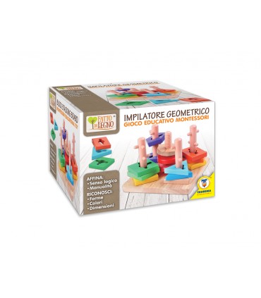 IMPILATORE GEOMETRICO IN LEGNO GIOCO EDUCATIVO MONTESSORINAO TEOREMA GIOCHI