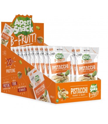 PISTACCHI TOSTATI E SALATI APERISNACK B-FRUIT BUSTINA 25g CONF. 20 PZ.