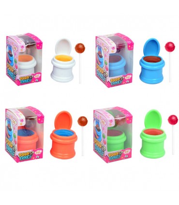 CARAMELLE  POOP TOILET LOLLIPOP CON LECCA LECCA AI GUSTI COLA E FRAGOLA ESPOSITORE DA 12 PZ X8GR