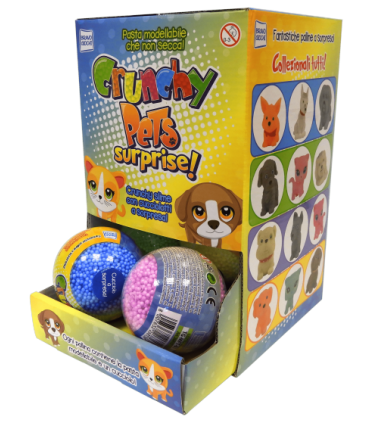 crunchy pets con sorpresa e pasta modellabile bravo giochi expo da 12 pz.