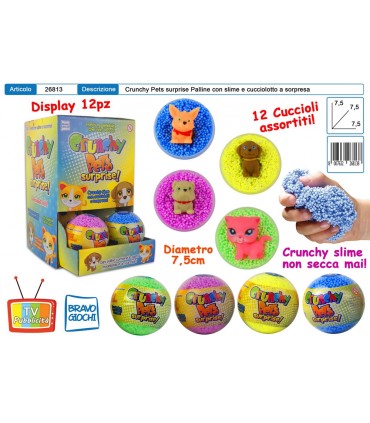 crunchy pets con sorpresa e pasta modellabile bravo giochi expo da 12 pz.