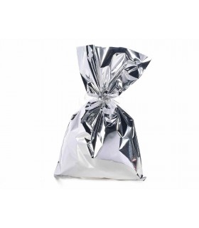 Buste Regalo Lucide in polipropilene mis.cm. 25x40  colore argento Conf. 50  pz