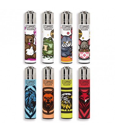 ACCENDINO CLIPPER LARGE RANDOM CREATURES EXPO GIREVOLE DA 192 PZ. ASSORTITO CON 8 GRAFICHE