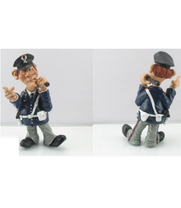 Caricature Mestieri "Il Poliziotto Italiano" H. 15 cm