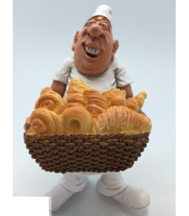 Caricature Mestieri "Fornaio con Paste" H. 15 cm