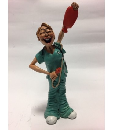 Caricature MESTIERI INFERMIERA CON FLEBO H. 15 CM Confezionata in scatola regalo