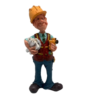 Caricature Mestieri IN RESINA  "INGENIERE CON CASCO GIALLO" H. 16 cm Confezionata in scatola regalo