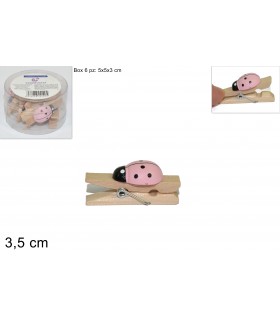 mollettine coccinella colore rosa 3.5cm blister 6 pz.