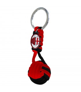 PORTACHIAVI A.C. MILAN IN CORDA CON PIASTRINA SMALTATA A MANO