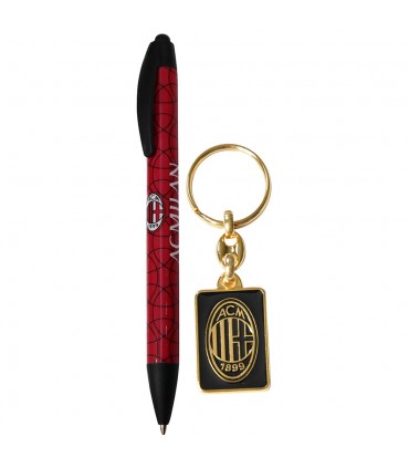 SET PENNA IN PLASTICA E PORTACHIAVI IN METALLO A.C. MILAN
