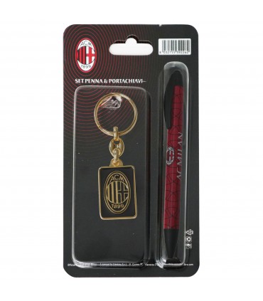SET PENNA IN PLASTICA E PORTACHIAVI IN METALLO A.C. MILAN