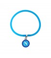 BRACCIALETTO IN SILICONE CELESTE CON CIONDOLO SMALTATO IN METALLO LOGO S.S.C. NAPOLI