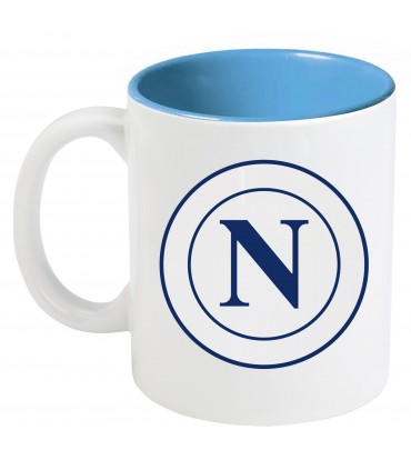 TAZZA IN CERAMICA INTERNO CELESTE LOGO OLD S.S.C. NAPOLI CONFEZIONATA IN SCATOLA DA REGALO
