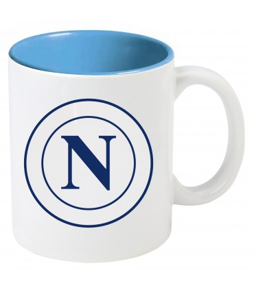 TAZZA IN CERAMICA INTERNO CELESTE LOGO OLD S.S.C. NAPOLI CONFEZIONATA IN SCATOLA DA REGALO