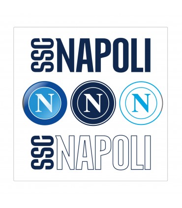 STICKERS ADESIVI ASSORTITI CON SCRITTE E LOGHI S.S.C. NAPOLI