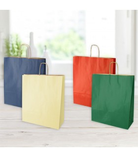 Buste regalo di carta manico in corda mis.26x12x35  Conf. 25 pz. colori assortiti