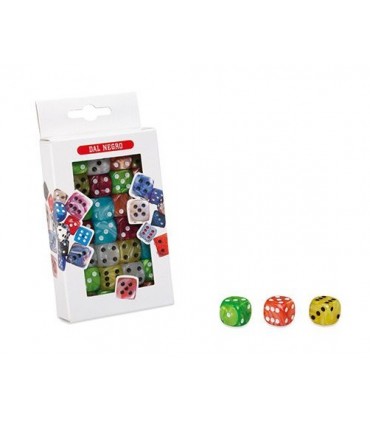 Astuccio 28 Dadi Dal Negro Puntati colori assortiti mm.16