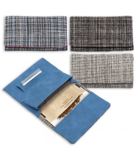 Bustina Porta Tabacco in ecopelle Con esterno in tessuto effetto TWEED Marca ciao expo da 8 pz. colori assortiti