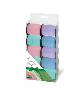 set 10 nastri regalo lebez colori pastello dim.100mmx 10 metri colori assortiti