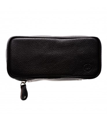 Borsa Porta Pipe Myon 2 Posti in vera pelle con Bustina Porta Tabacco Morbida colore Nero