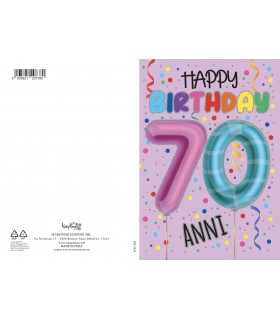 Biglietto MARPIMAR  Buon Complenno 70 Anni conf. 6 pz. monosoggetto