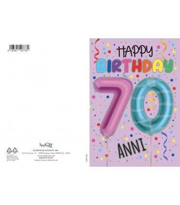 Biglietto MARPIMAR  Buon Complenno 70 Anni conf. 6 pz. monosoggetto