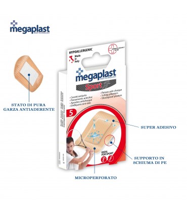 MEGAPLAST SPORT BLISTER 5 CEROTTI ANTIURTO MIS.5X7.5CM
