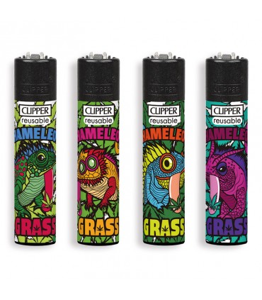 Accendino Clipper LARGE CHAMALEON GRASS  conf. 48 pz. assortito con 4 grafiche
