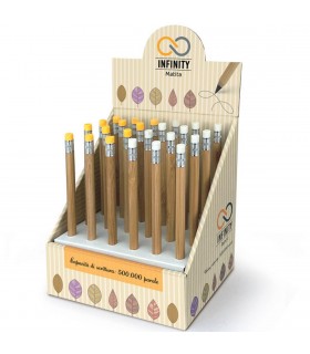 MATITA CON GOMMA LEBEZ INFINITY con punta di grafite ,Di lunga durata,senza necessità di essere temperata EXPO DA 24 PZ.