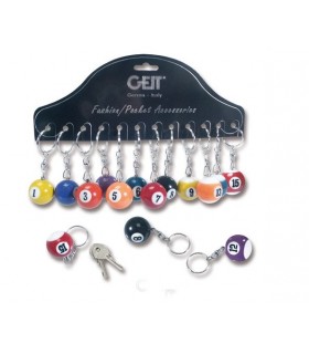 Portachiavi a Forma di Palla da Biliardo in Cartella da 12 pz. colori assortiti