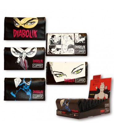 Bustina Porta Tabacco DIABOLIK 2 in ecopelle con chiusura calamitata expo da 10 pz. FIGURE assortite