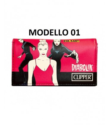 Bustina Porta Tabacco DIABOLIK 2 in ecopelle con chiusura calamitata expo da 10 pz. FIGURE assortite
