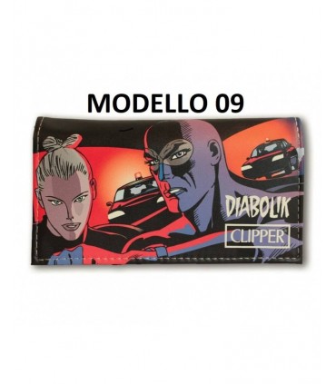 Bustina Porta Tabacco DIABOLIK 2 in ecopelle con chiusura calamitata expo da 10 pz. FIGURE assortite