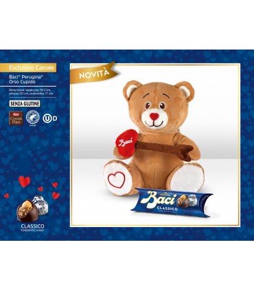 BACI PERUGINA PELUCHE ORSO CUPIDO H.20 CM CON TUBO 3PZ. GR.37.5