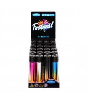 Accendino ELETTRONICO Atomic Festival TURBO JETFLAME Mod. TONE conf. 24 pz. assortito con 4 grafiche