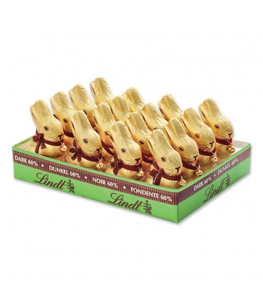 GOLD BUNNY LINDT FONDENTE 60% 100g. EXPO 16 PZ.( IN PRENOTAZIONE C/O DAL 07/01/2026)