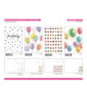 BIGLIETTO MARPIMAR COMPLEANNO CON FOIL ORO E RILIEVO CONF. 12 PZ. ASSORTITI