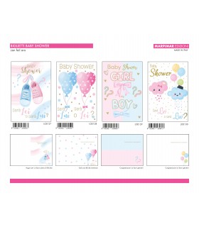 Biglietto MARPIMAR BABY shower CON FOIL ORO CONF. 12 PZ. ASSORTITI