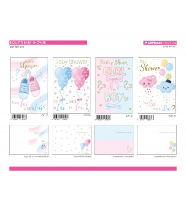 Biglietto MARPIMAR BABY shower CON FOIL ORO CONF. 12 PZ. ASSORTITI