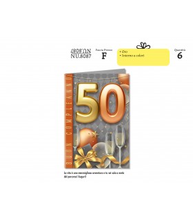 Biglietto CROMO COMPLEANNO 40 ANNI CON LAVORAZIONI IN ORO CONF. 6 PZ.